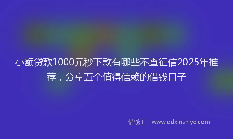 小额贷款1000元秒下款有哪些不查征信2025年推荐，分享五个值得信赖的借钱口子