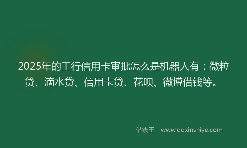 2025年的工行信用卡审批怎么是机器人有：微粒贷、滴水贷、信用卡贷、花呗、微博借钱等。