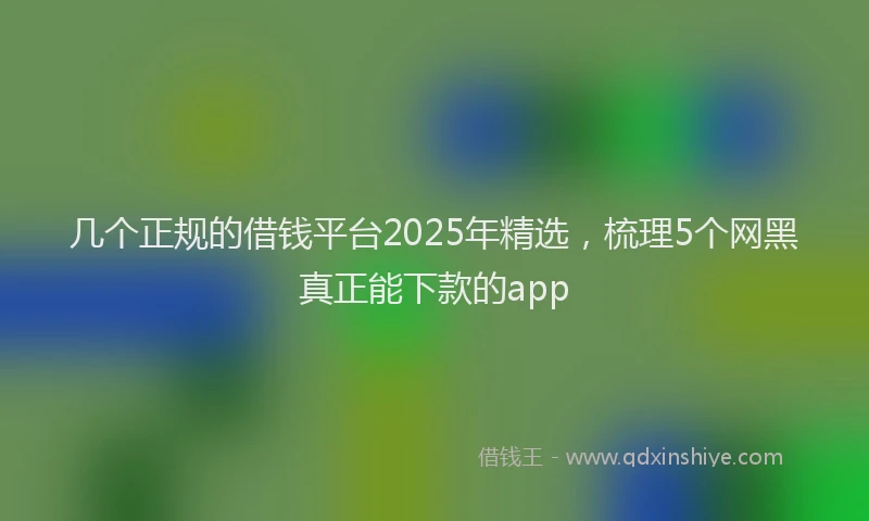 几个正规的借钱平台2025年精选，梳理5个网黑真正能下款的app