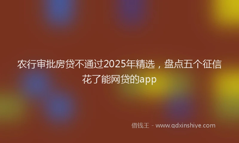 农行审批房贷不通过2025年精选，盘点五个征信花了能网贷的app