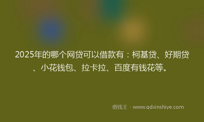 2025年的哪个网贷可以借款有：柯基贷、好期贷、小花钱包、拉卡拉、百度有钱花等。