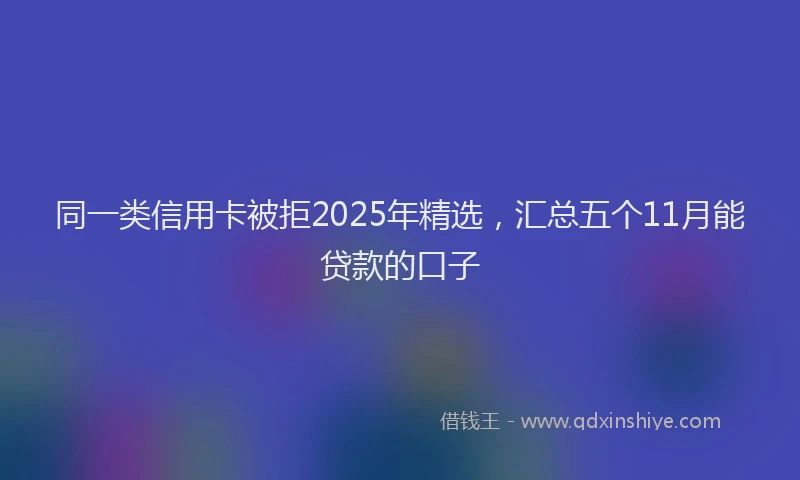 同一类信用卡被拒2025年精选，汇总五个11月能贷款的口子