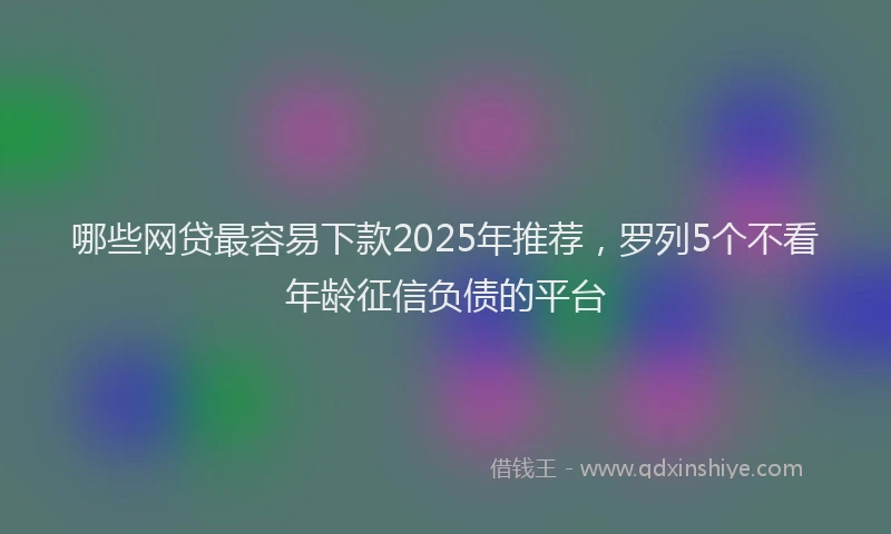 哪些网贷最容易下款2025年推荐，罗列5个不看年龄征信负债的平台