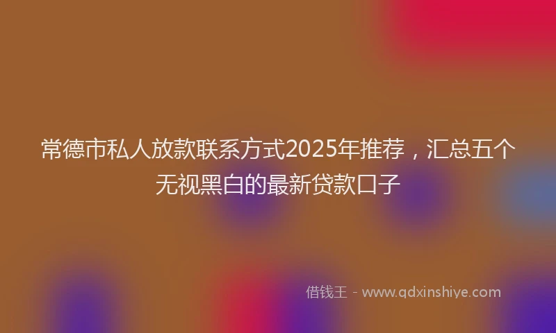常德市私人放款联系方式2025年推荐，汇总五个无视黑白的最新贷款口子