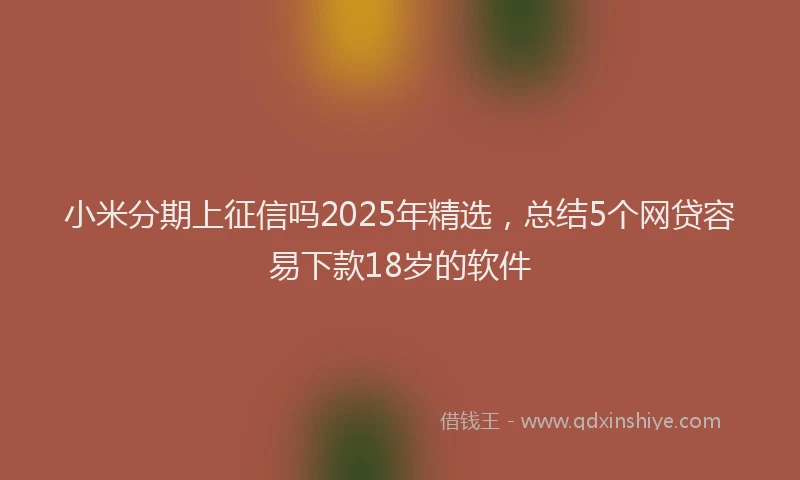 小米分期上征信吗2025年精选，总结5个网贷容易下款18岁的软件