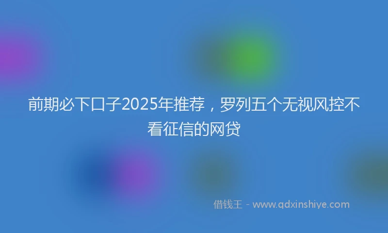 前期必下口子2025年推荐，罗列五个无视风控不看征信的网贷