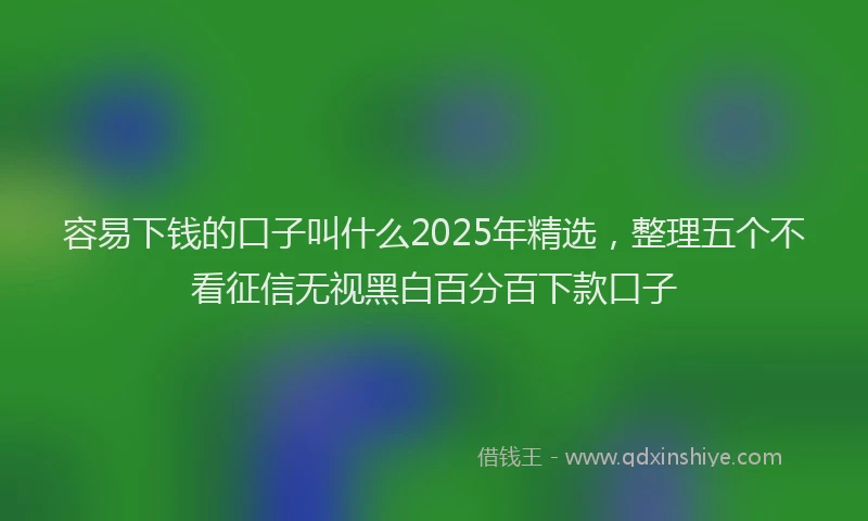 容易下钱的口子叫什么2025年精选，整理五个不看征信无视黑白百分百下款口子