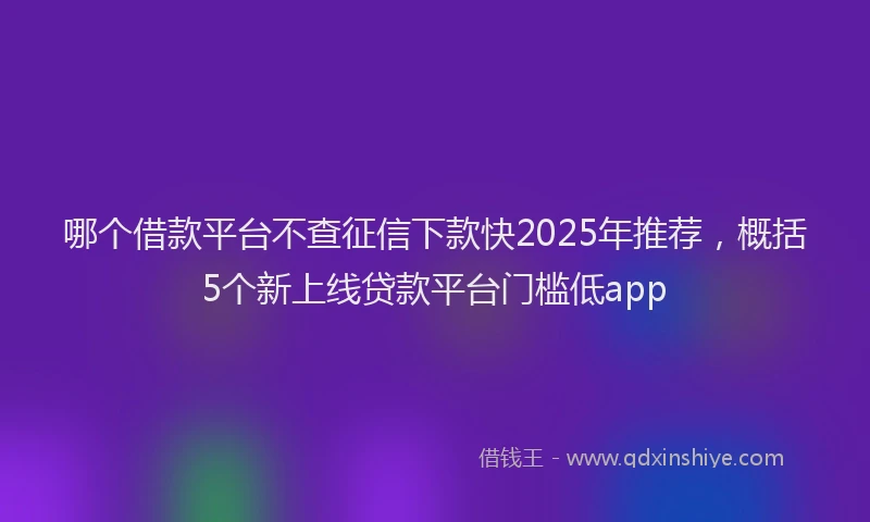 哪个借款平台不查征信下款快2025年推荐，概括5个新上线贷款平台门槛低app