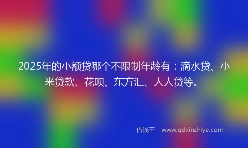 2025年的小额贷哪个不限制年龄有：滴水贷、小米贷款、花呗、东方汇、人人贷等。