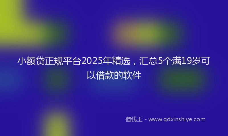 小额贷正规平台2025年精选，汇总5个满19岁可以借款的软件