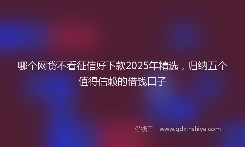 哪个网贷不看征信好下款2025年精选，归纳五个值得信赖的借钱口子