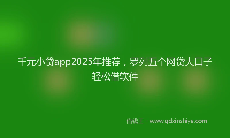 千元小贷app2025年推荐，罗列五个网贷大口子轻松借软件
