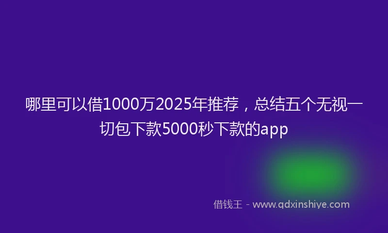 哪里可以借1000万2025年推荐，总结五个无视一切包下款5000秒下款的app