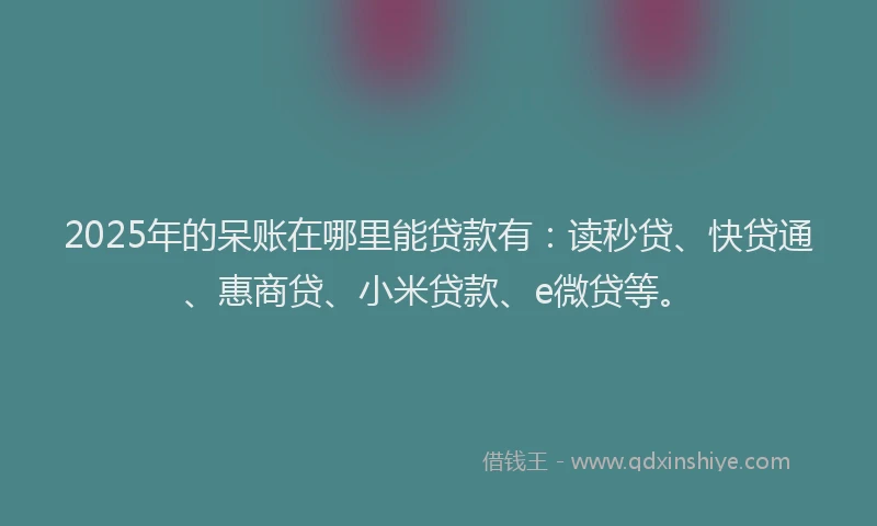 2025年的呆账在哪里能贷款有：读秒贷、快贷通、惠商贷、小米贷款、e微贷等。