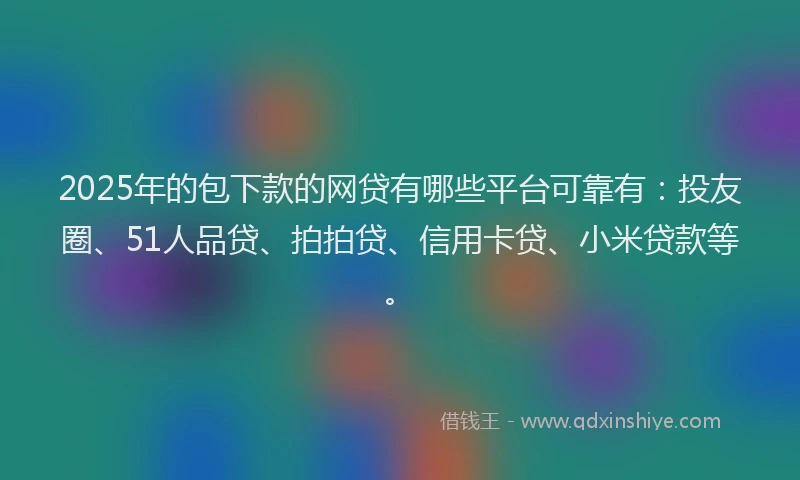 2025年的包下款的网贷有哪些平台可靠有：投友圈、51人品贷、拍拍贷、信用卡贷、小米贷款等。