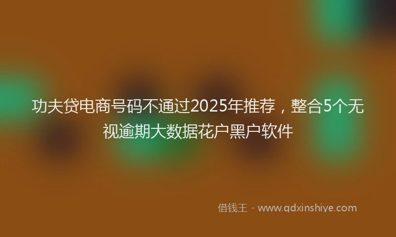 功夫贷电商号码不通过2025年推荐，整合5个无视逾期大数据花户黑户软件