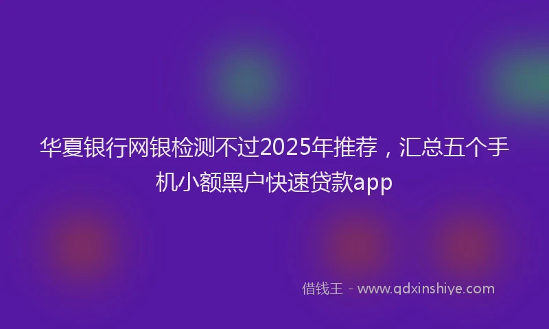 华夏银行网银检测不过2025年推荐，汇总五个手机小额黑户快速贷款app