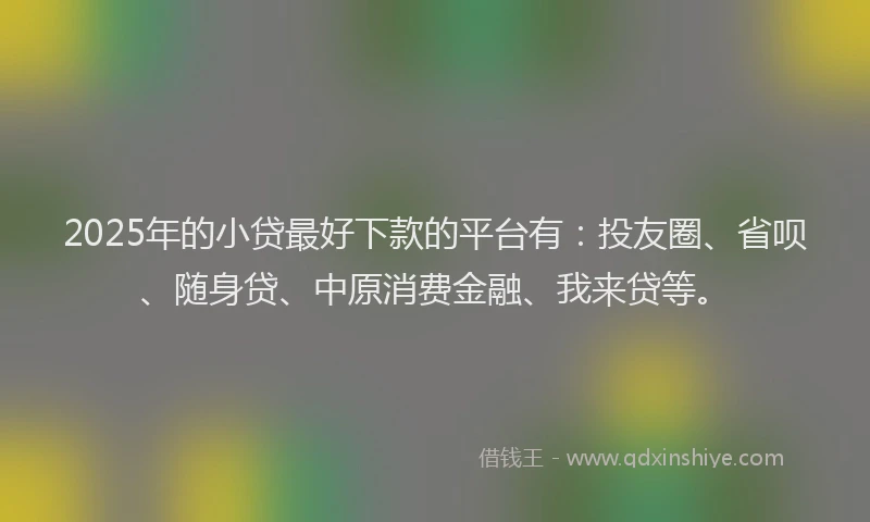 2025年的小贷最好下款的平台有：投友圈、省呗、随身贷、中原消费金融、我来贷等。