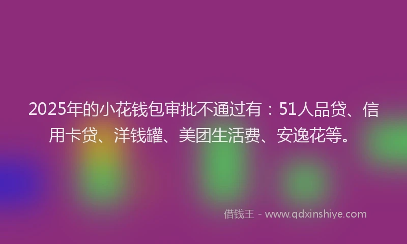 2025年的小花钱包审批不通过有：51人品贷、信用卡贷、洋钱罐、美团生活费、安逸花等。