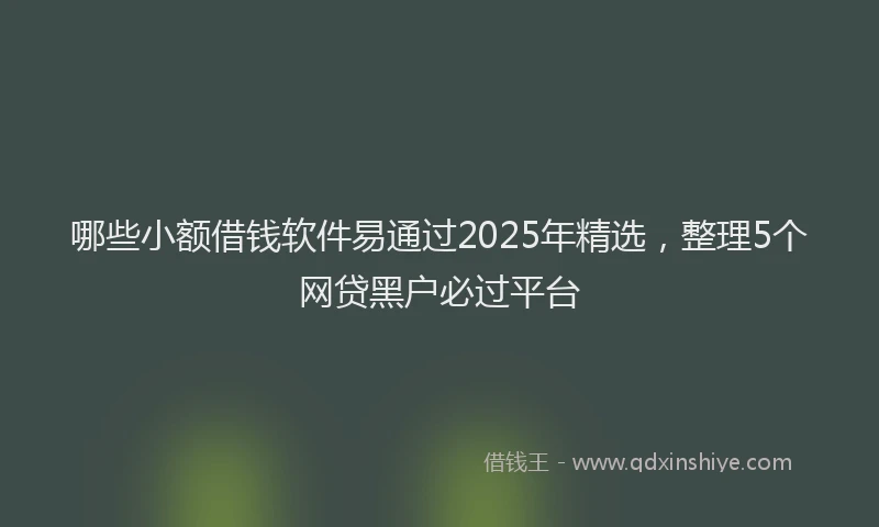 哪些小额借钱软件易通过2025年精选，整理5个网贷黑户必过平台