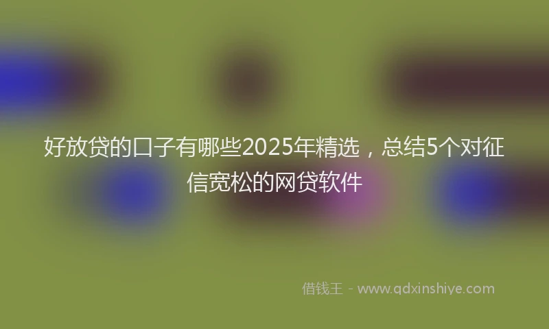 好放贷的口子有哪些2025年精选，总结5个对征信宽松的网贷软件