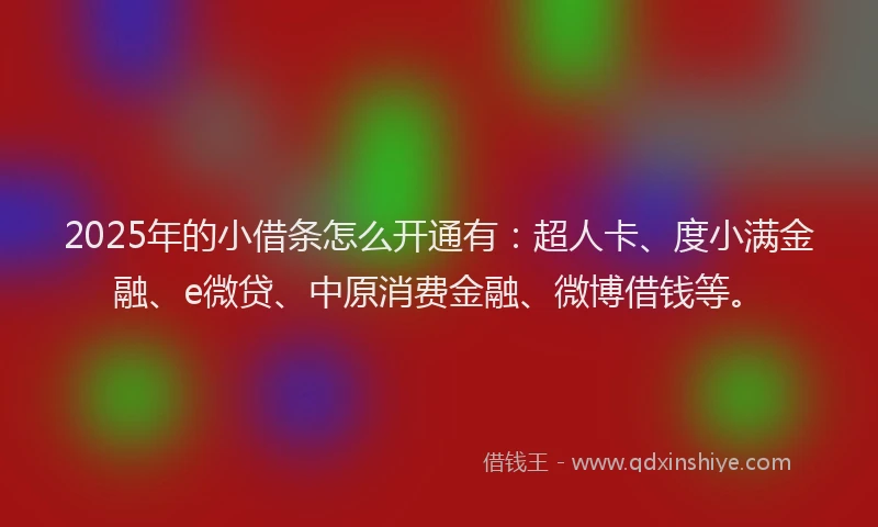 2025年的小借条怎么开通有：超人卡、度小满金融、e微贷、中原消费金融、微博借钱等。