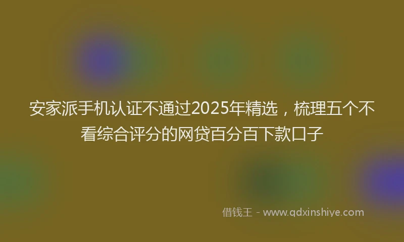 安家派手机认证不通过2025年精选，梳理五个不看综合评分的网贷百分百下款口子