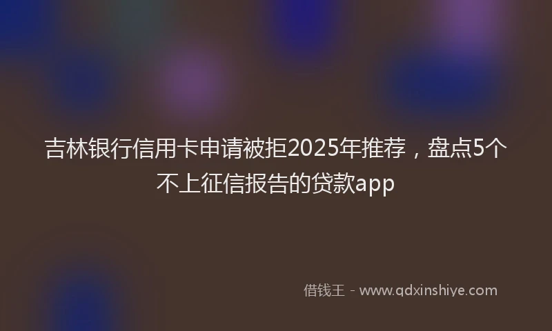吉林银行信用卡申请被拒2025年推荐，盘点5个不上征信报告的贷款app