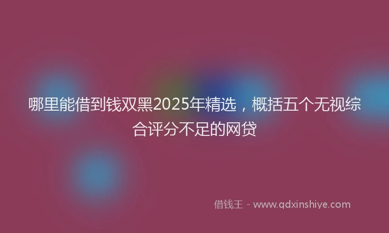 哪里能借到钱双黑2025年精选，概括五个无视综合评分不足的网贷