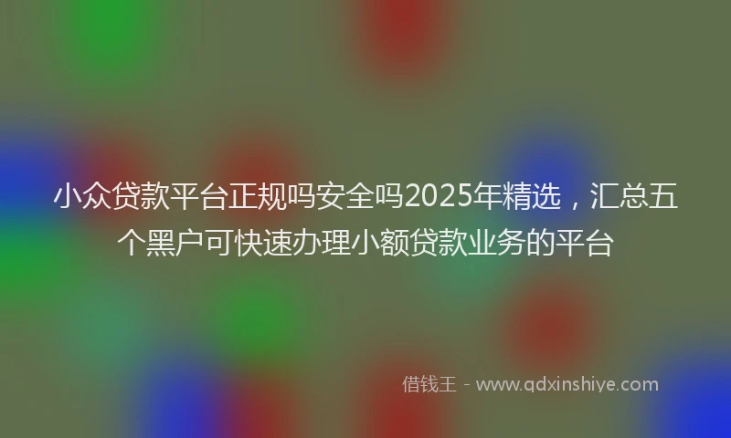 小众贷款平台正规吗安全吗2025年精选，汇总五个黑户可快速办理小额贷款业务的平台