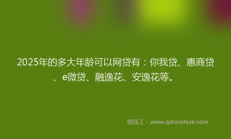 2025年的多大年龄可以网贷有：你我贷、惠商贷、e微贷、融逸花、安逸花等。