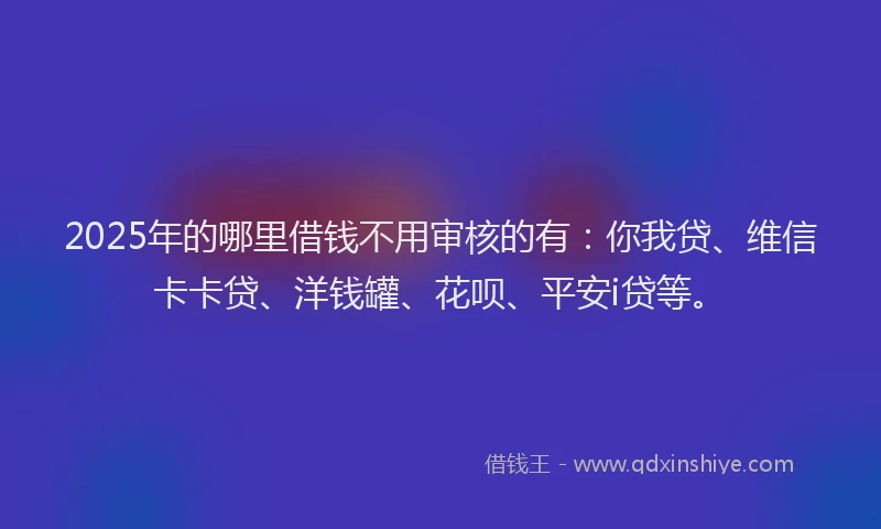 2025年的哪里借钱不用审核的有：你我贷、维信卡卡贷、洋钱罐、花呗、平安i贷等。