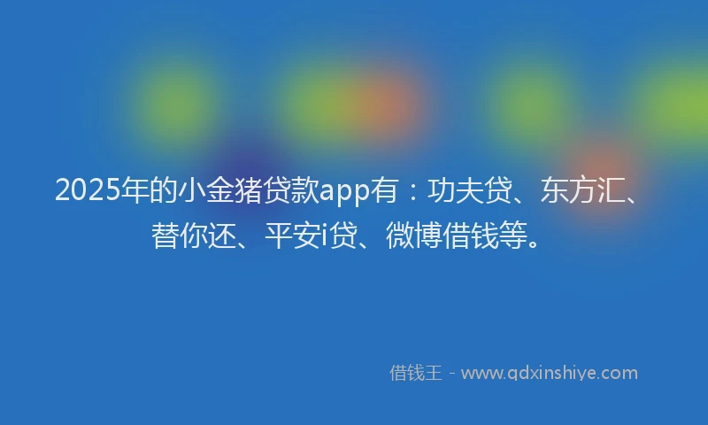 2025年的小金猪贷款app有：功夫贷、东方汇、替你还、平安i贷、微博借钱等。