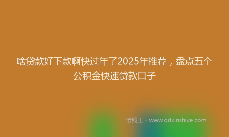 啥贷款好下款啊快过年了2025年推荐，盘点五个公积金快速贷款口子