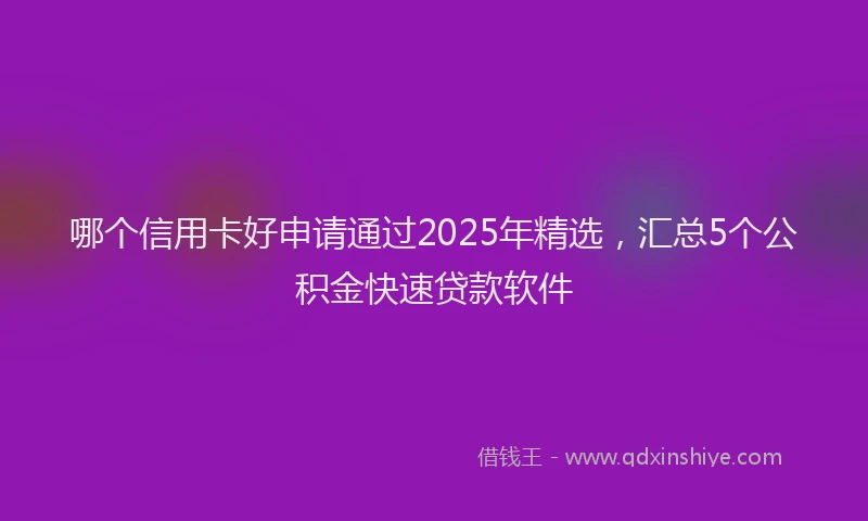 哪个信用卡好申请通过2025年精选，汇总5个公积金快速贷款软件