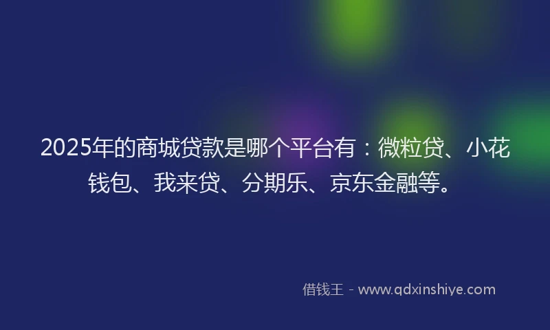 2025年的商城贷款是哪个平台有：微粒贷、小花钱包、我来贷、分期乐、京东金融等。
