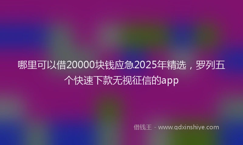 哪里可以借20000块钱应急2025年精选，罗列五个快速下款无视征信的app