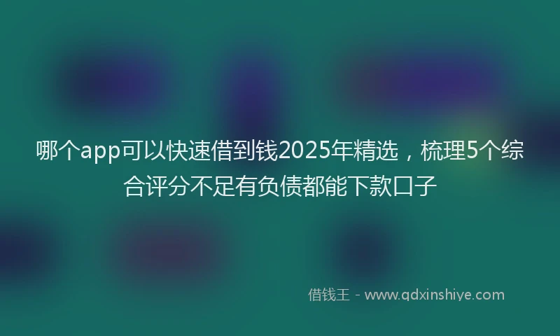 哪个app可以快速借到钱2025年精选，梳理5个综合评分不足有负债都能下款口子