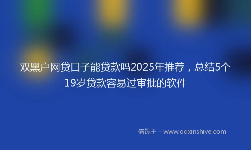 双黑户网贷口子能贷款吗2025年推荐，总结5个19岁贷款容易过审批的软件