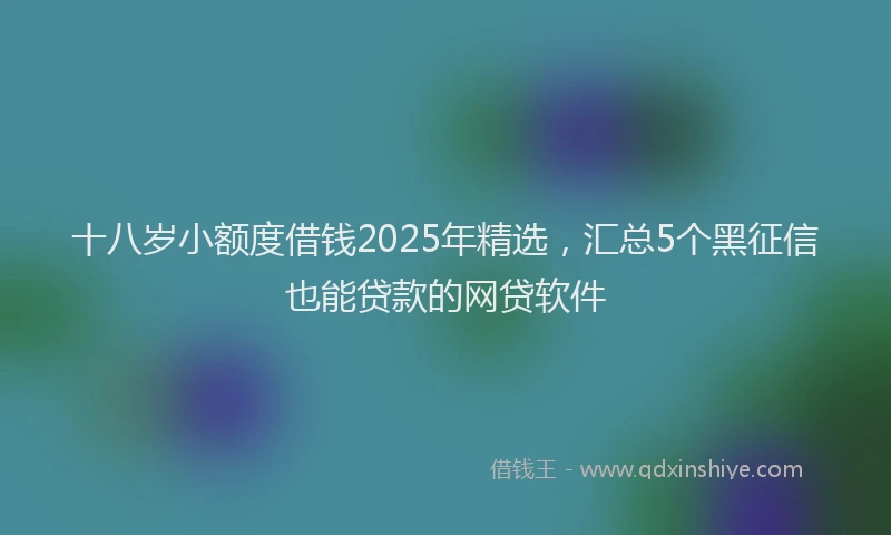 十八岁小额度借钱2025年精选，汇总5个黑征信也能贷款的网贷软件