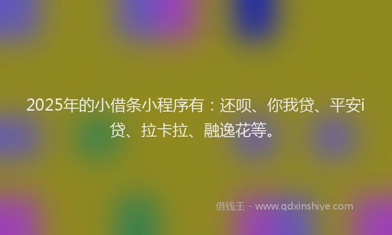 2025年的小借条小程序有：还呗、你我贷、平安i贷、拉卡拉、融逸花等。