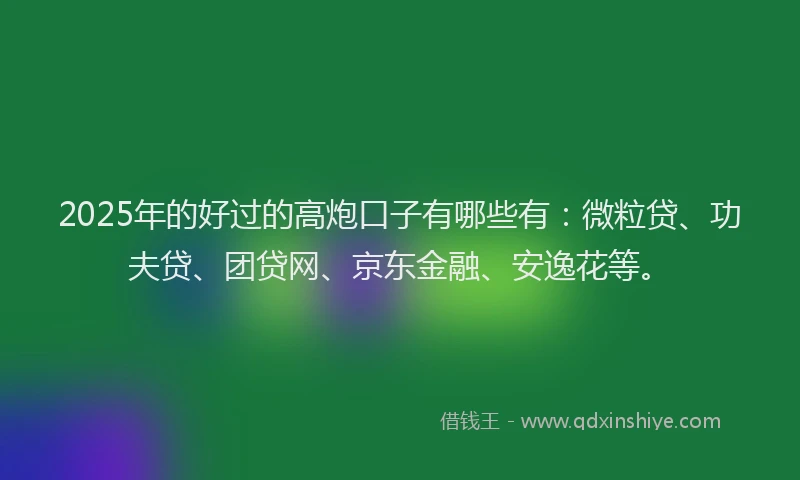 2025年的好过的高炮口子有哪些有：微粒贷、功夫贷、团贷网、京东金融、安逸花等。