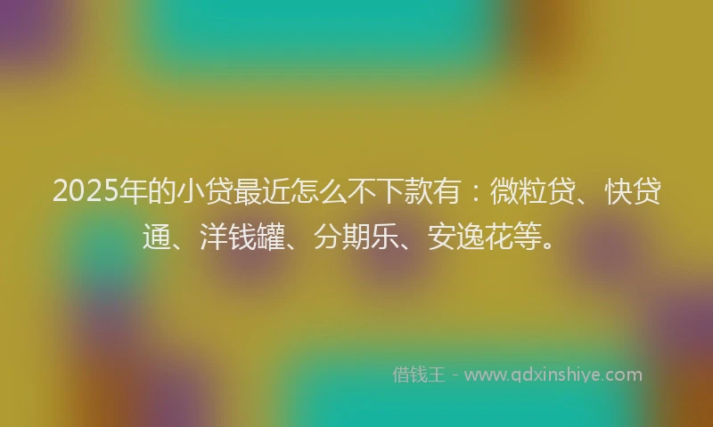 2025年的小贷最近怎么不下款有：微粒贷、快贷通、洋钱罐、分期乐、安逸花等。