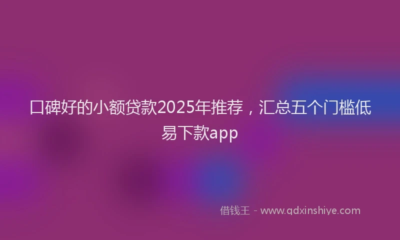 口碑好的小额贷款2025年推荐，汇总五个门槛低易下款app