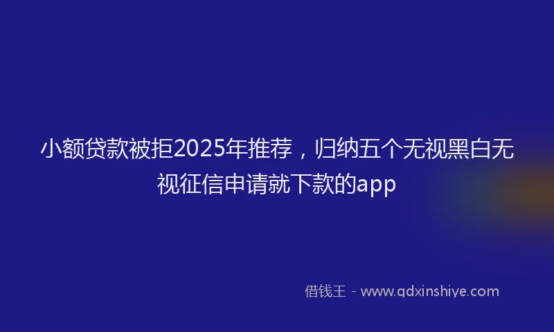 小额贷款被拒2025年推荐，归纳五个无视黑白无视征信申请就下款的app