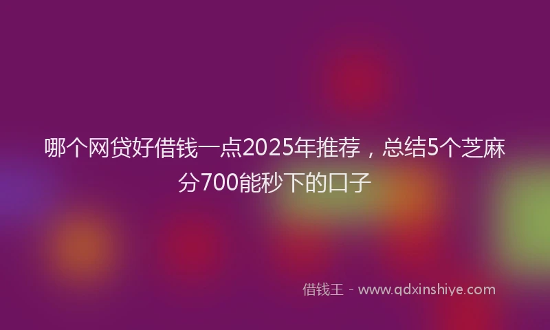 哪个网贷好借钱一点2025年推荐，总结5个芝麻分700能秒下的口子