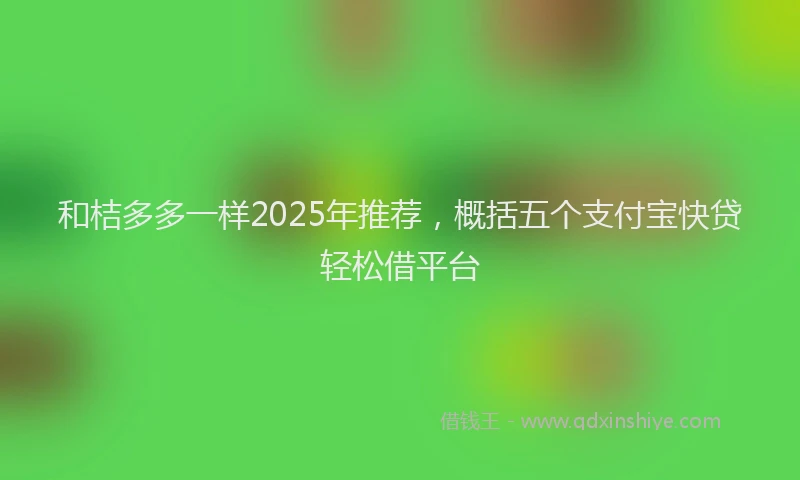 和桔多多一样2025年推荐，概括五个支付宝快贷轻松借平台