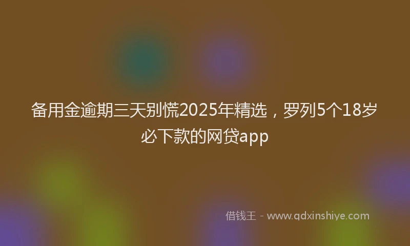 备用金逾期三天别慌2025年精选，罗列5个18岁必下款的网贷app