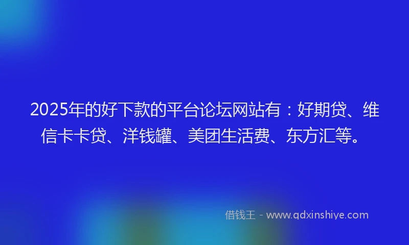2025年的好下款的平台论坛网站有：好期贷、维信卡卡贷、洋钱罐、美团生活费、东方汇等。
