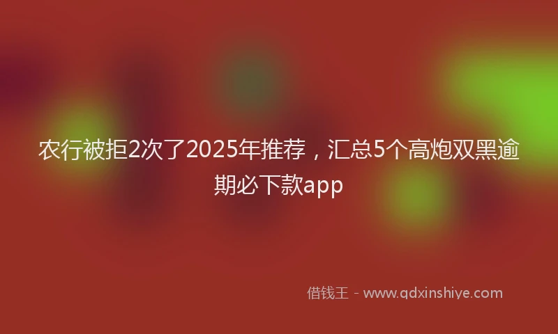 农行被拒2次了2025年推荐，汇总5个高炮双黑逾期必下款app